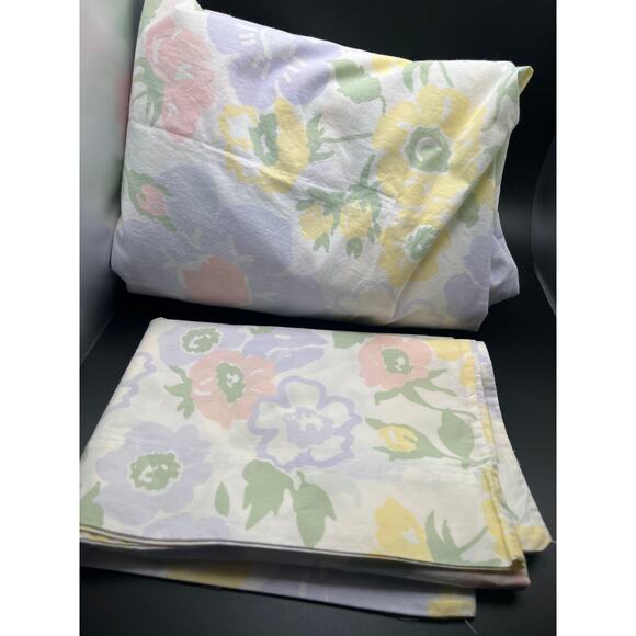 The Company Store Bright Pastel Floral Twin Duvet Set 2 PC. Cotton Summer - Picture 1 of 1